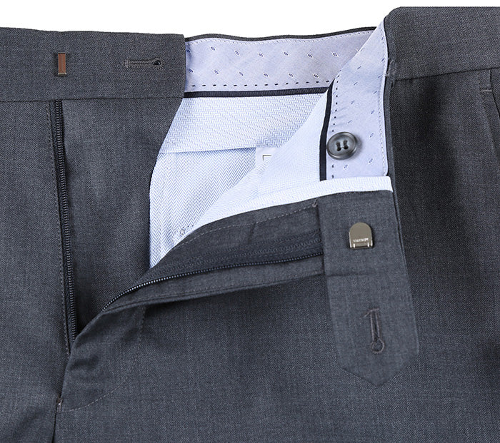 Half Canvas Wool Modern Fit 2 Piece Suit - Gray