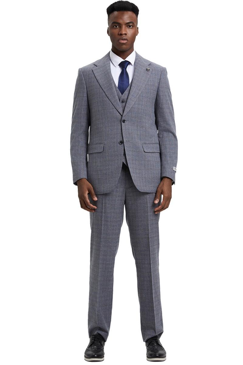 Stacy Adams Modern Fit Light Grey Vested Suit