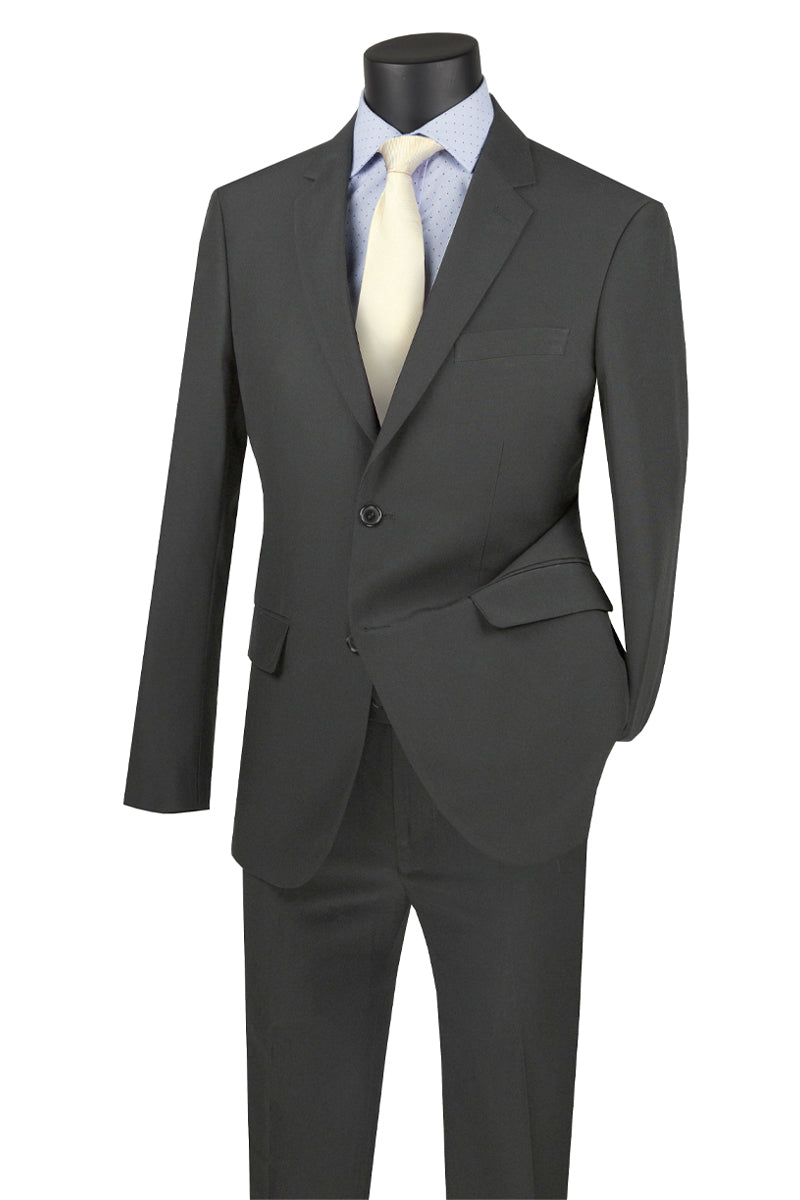 2 Button Classic Fit Poplin Suit - Charcoal