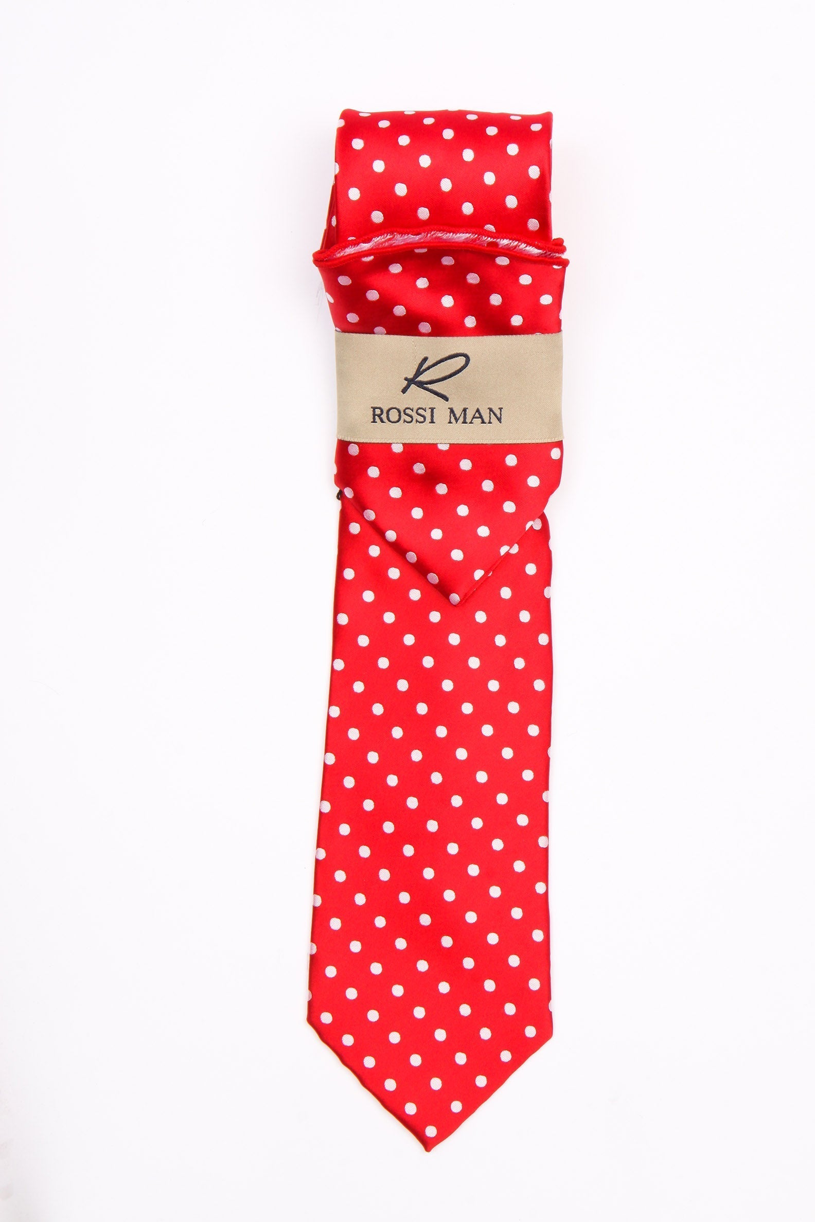 Rossi Man Red Polka Dot Tie & Pocket Round