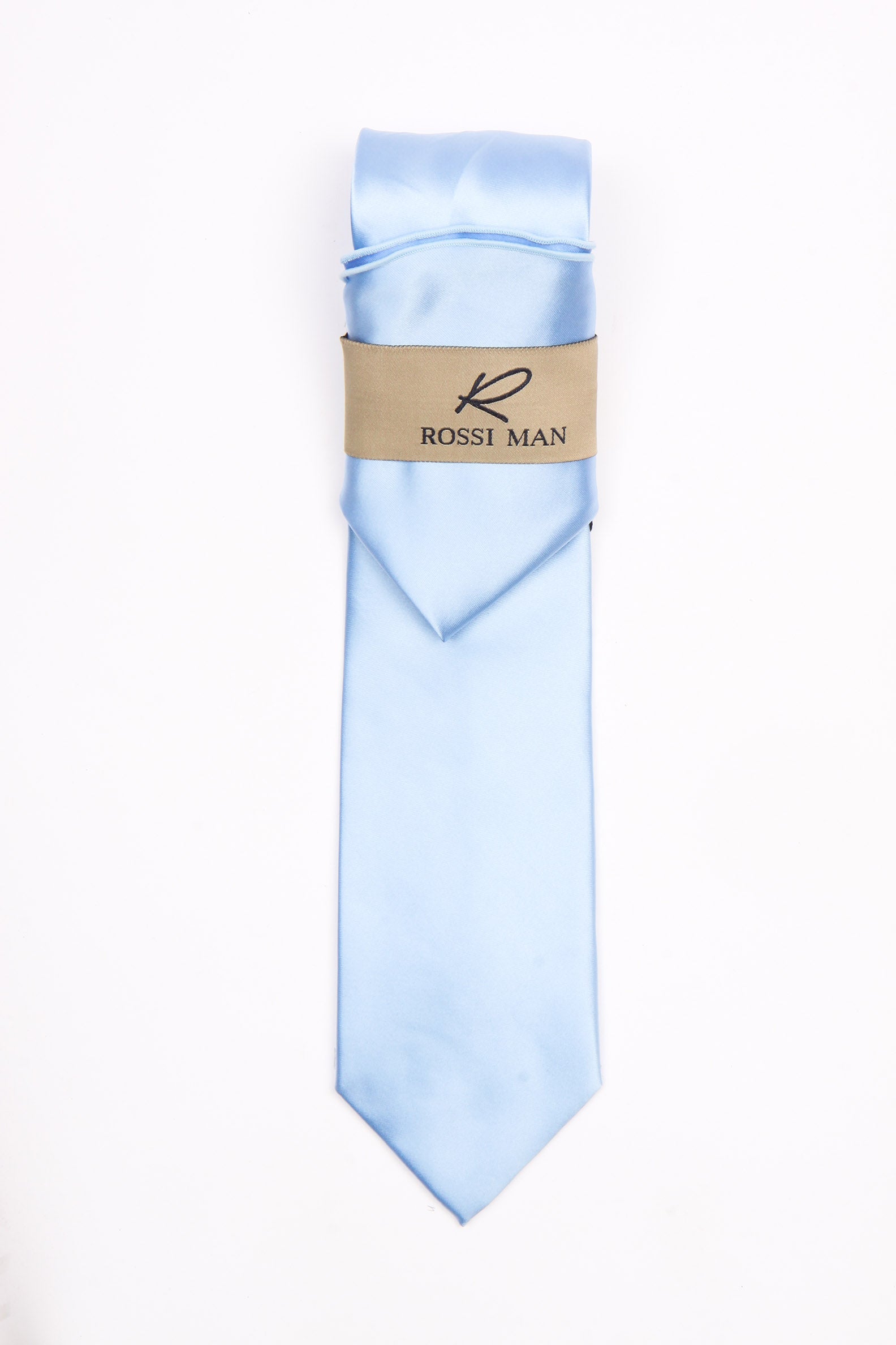 Rossi Man Light Blue Tie & Pocket Round