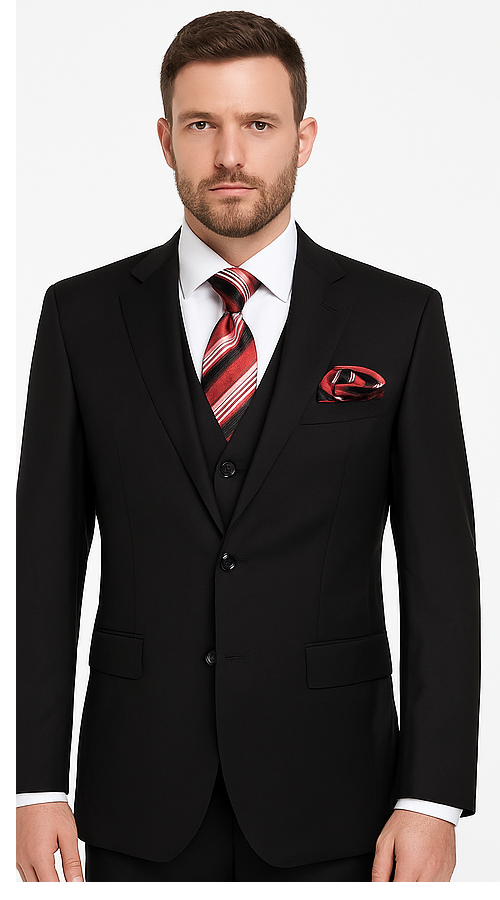 Black 3-Piece Suit for Men – Rossi Man CYRUS RM101 with Classic Styling