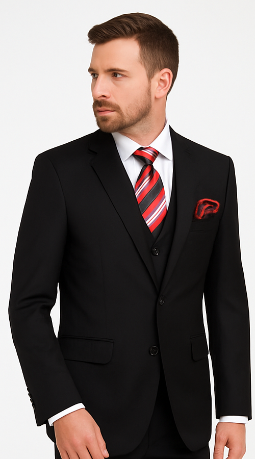 Rossi Man CYRUS RM101 Black 3-Piece Suit