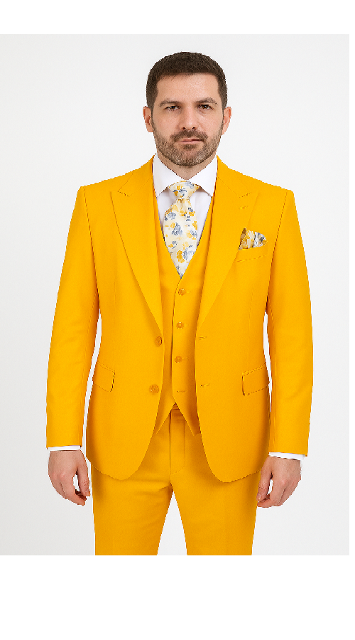 Modern Fit Yellow 3-Piece Suit by Rossi Man