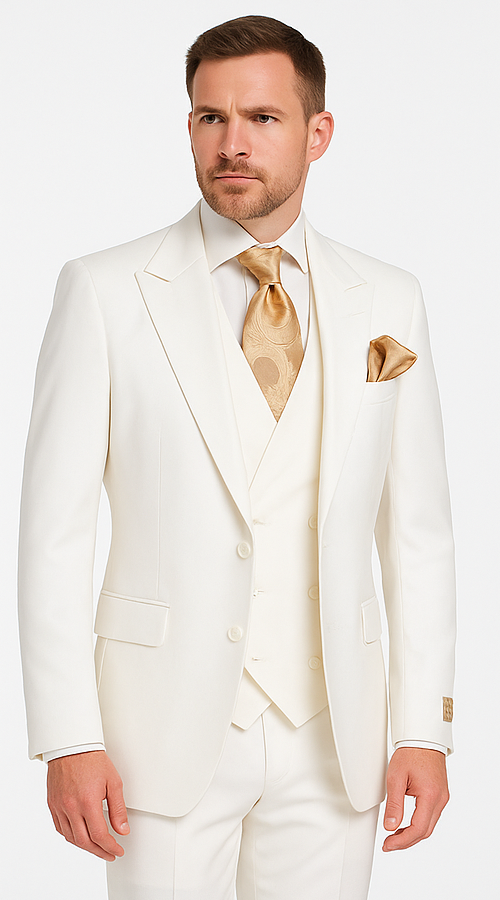 Rossi Man ELI RM202 Winter White 3-Piece Suit