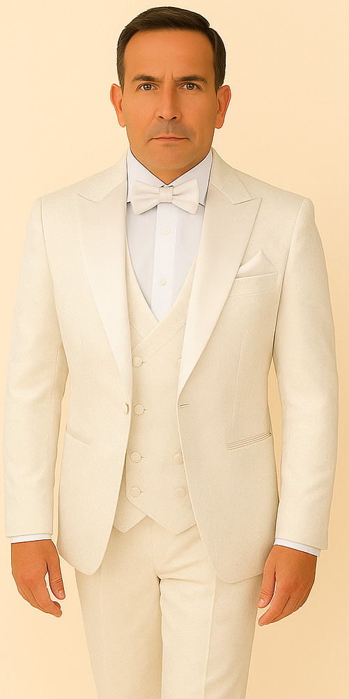 Rossi Man Slim Fit White 3-Piece Suit RM1911