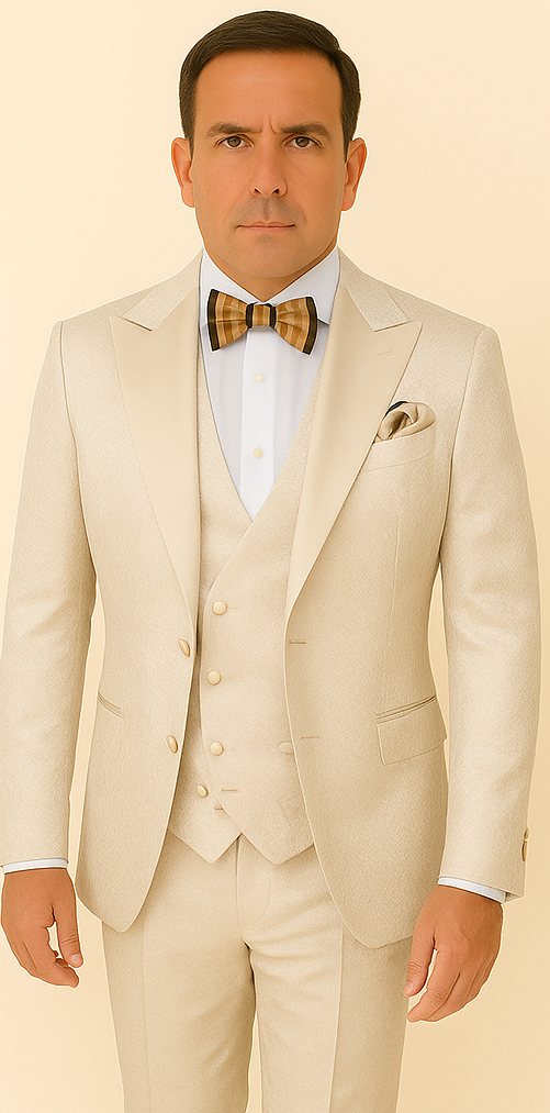 Rossi Man Slim Fit 3-Piece Suit Off-White