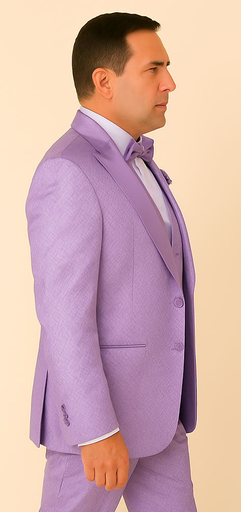 Rossi Man Purple 3-Piece Slim Fit Suit