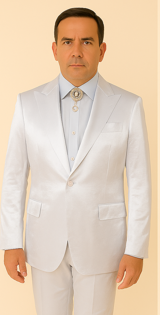 Rossi Man LEO RM1601 – White Slim Fit 3-Piece Suit for Men | Elegant Formalwear Ensemble