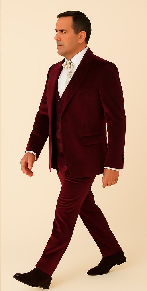 Rossi Man LEO RM1608 Slim Fit Dark Red 3-Piece Suit