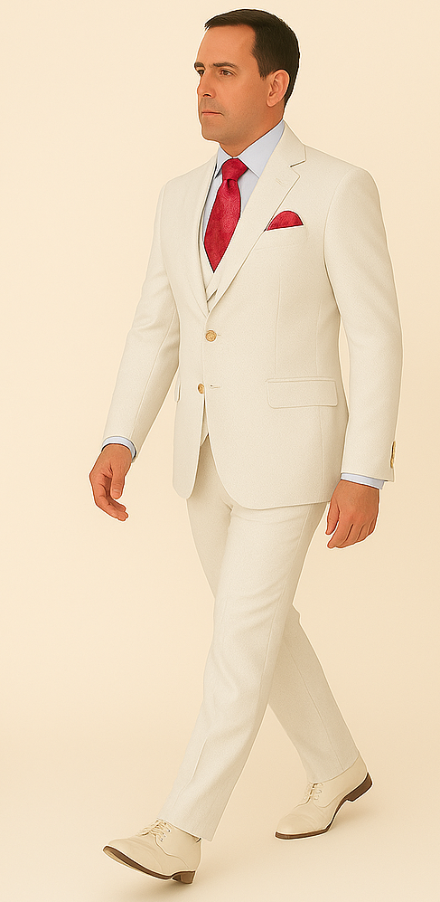 Rossi Man White Slim Fit 3-Piece Suit