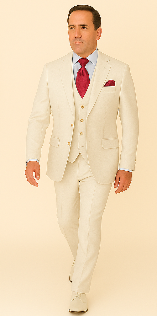 Rossi Man White Slim Fit 3-Piece Suit