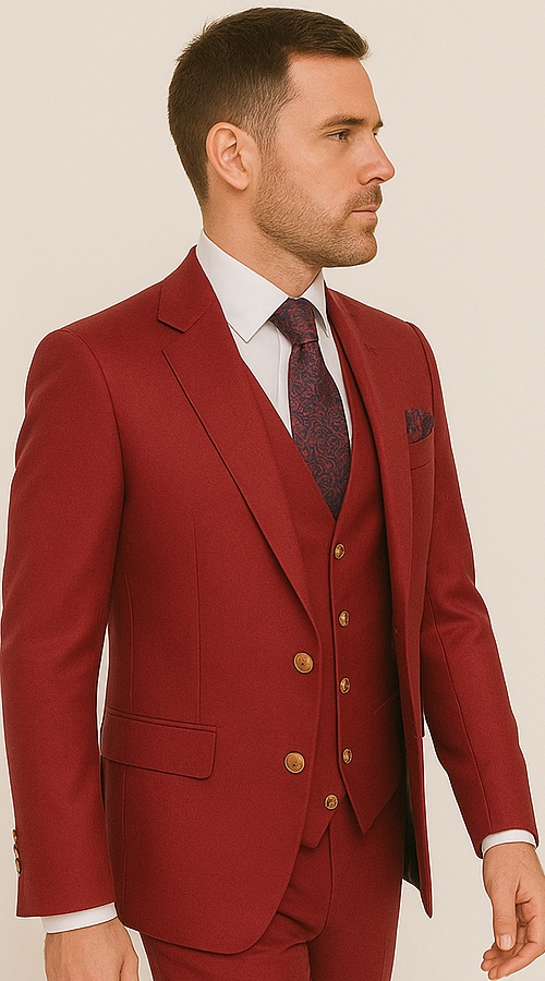 Rossi Man Bond Collection RM1777 Red Slim 3-Piece Suit