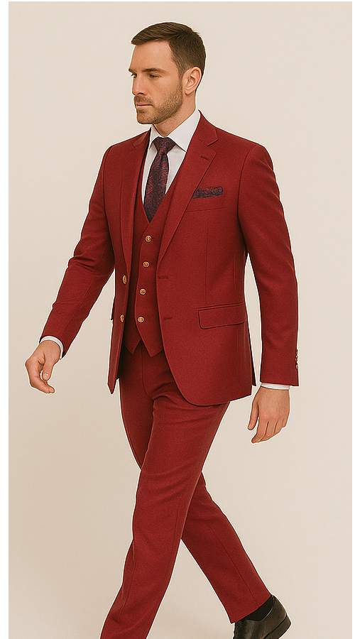 Rossi Man Bond Collection RM1777 Red Slim 3-Piece Suit