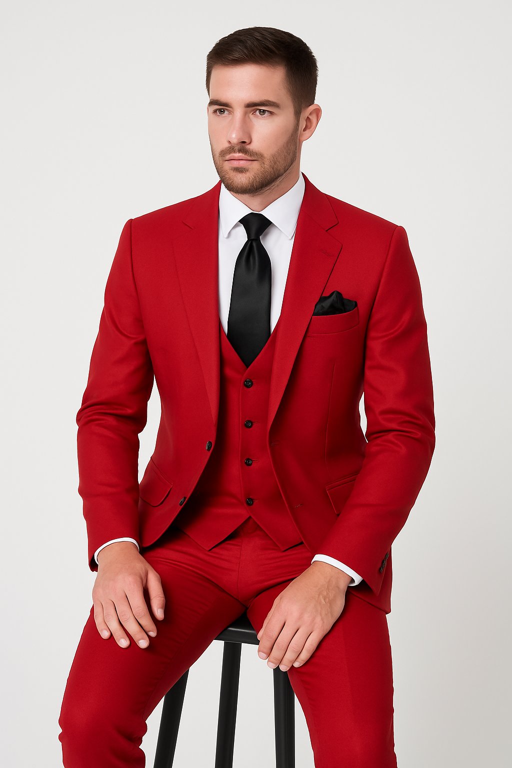 Rossi Man Max Red Slim 3-Piece Suit