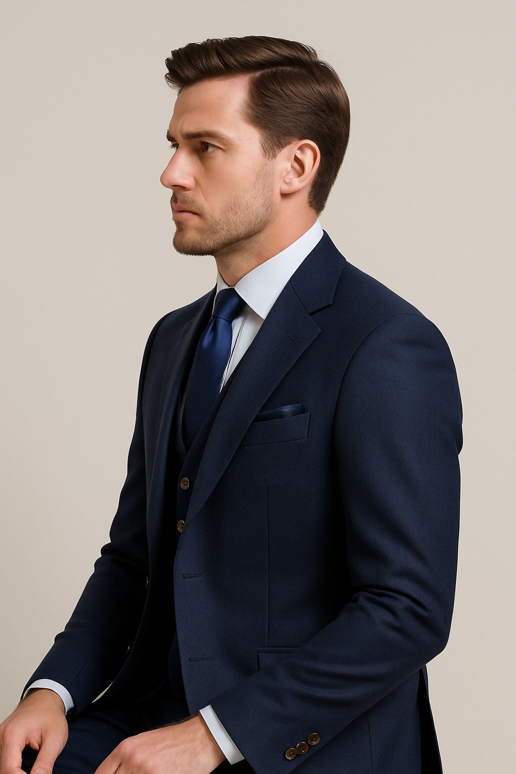 Rossi Man Max Slim Fit Navy 3-Piece Suit