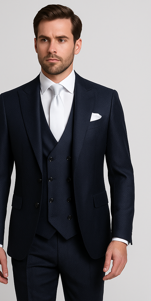 Rossi Man MAX RM1711 Slim Fit Navy 3-Piece Suit
