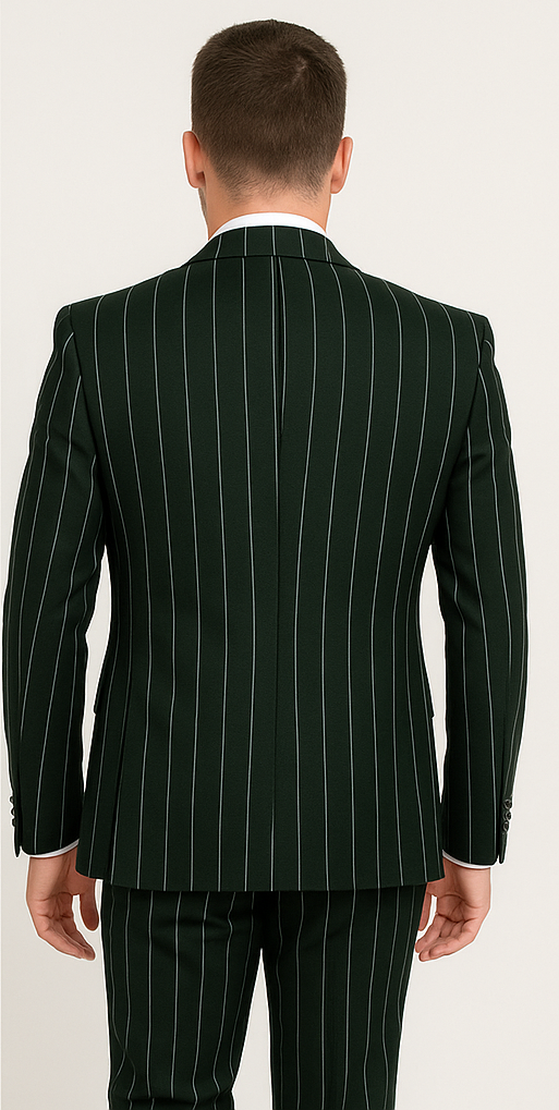Rossi Man MAX RM1727 Slim Fit Green Pinstripe Suit