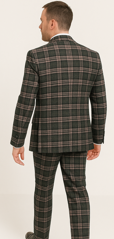 Rossi Man MAX RM1739 Black and Pink Slim Suit