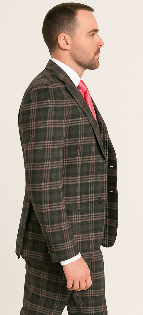 Rossi Man MAX RM1739 Black and Pink Slim Suit