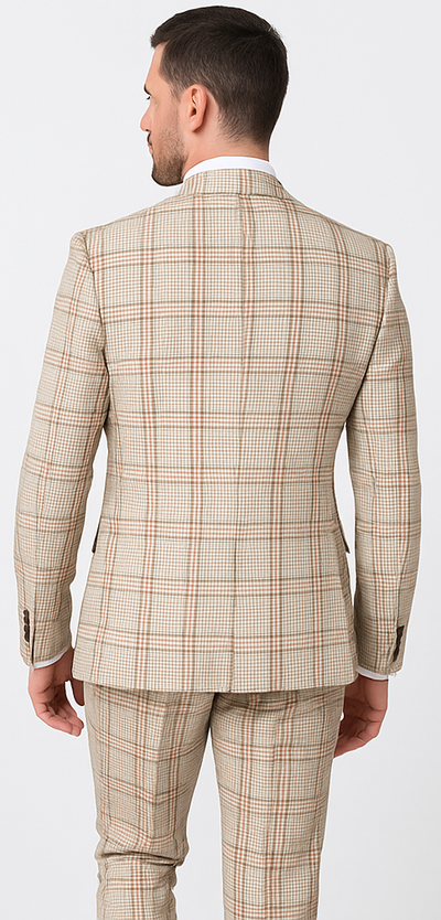 Rossi Man MAX Slim Fit Light Brown 3-Piece Suit
