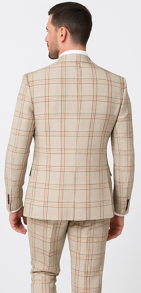 Rossi Man MAX Slim Fit Light Brown 3-Piece Suit