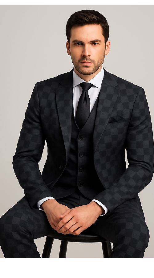 Rossi Man Max RM1837 Slim Black 3-Piece Suit