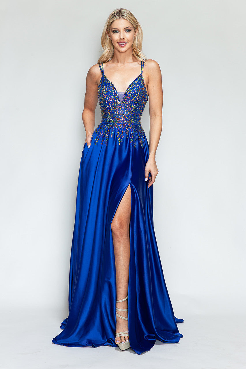 Prom Dress V-Neck Spaghetti Strap A-Line Formal Gown By Lenovia 8331-New Collection