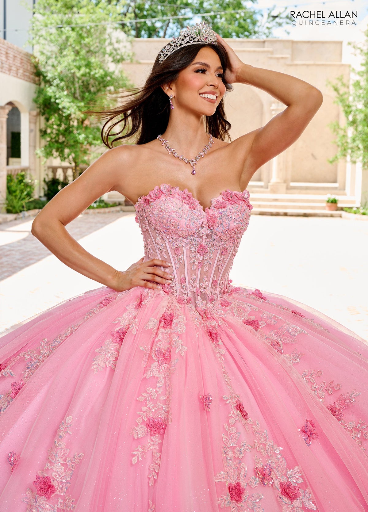 Rachel Allan RQ1155 Strapless Cape Quinceanera Dress