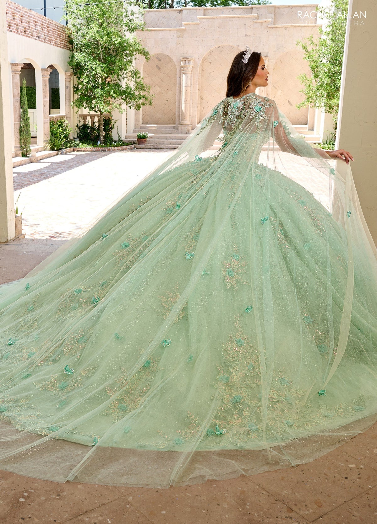 Rachel Allan RQ1155 Strapless Cape Quinceanera Dress