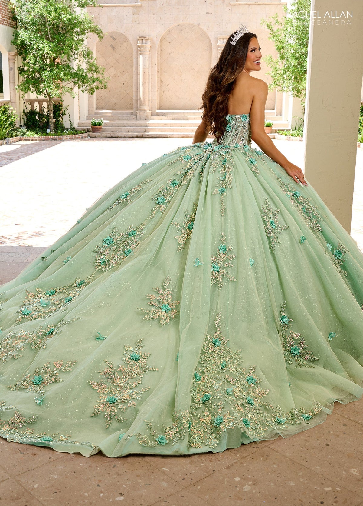 Rachel Allan RQ1155 Strapless Cape Quinceanera Dress