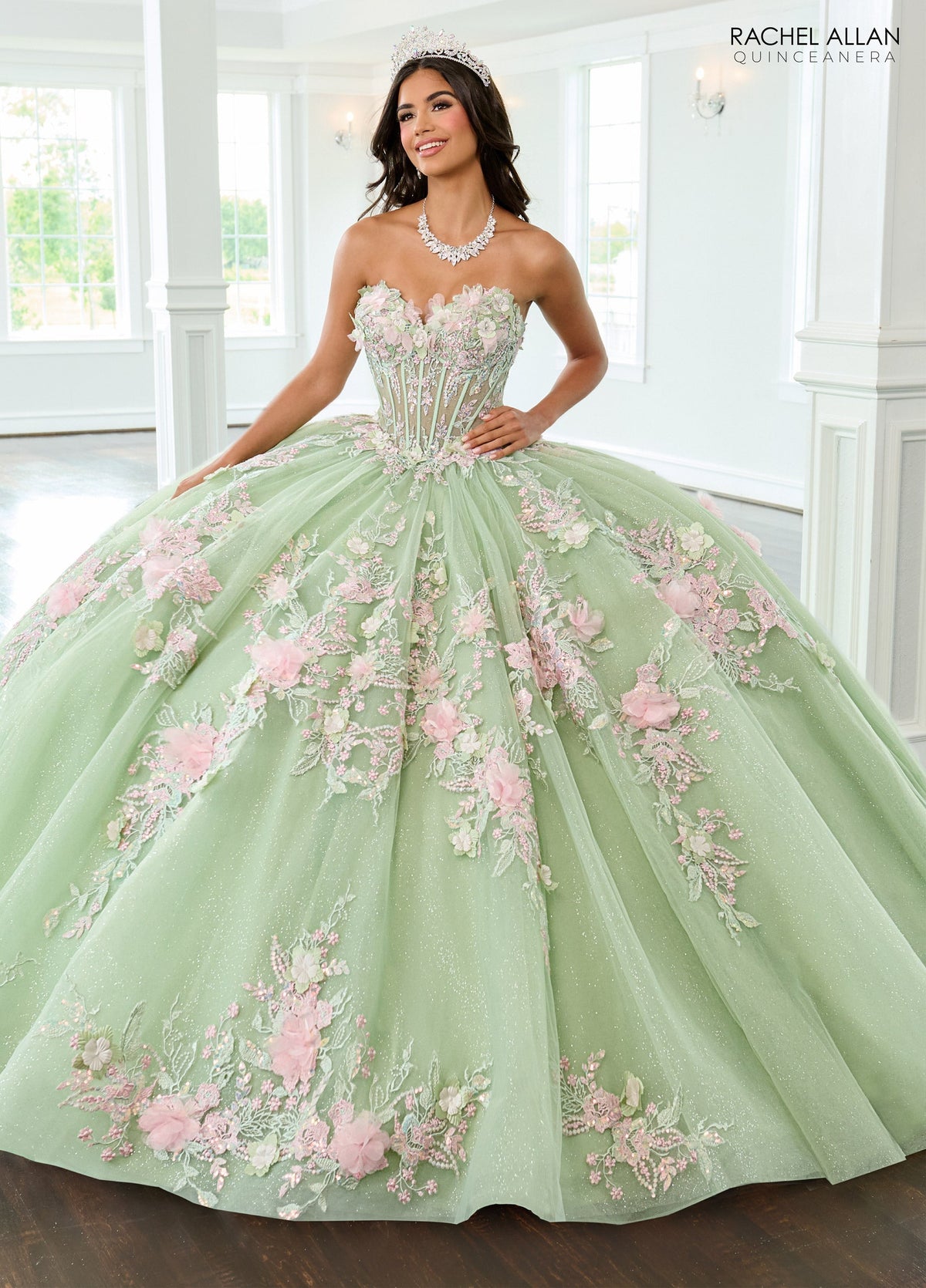 Rachel Allan RQ2216 Cape Sleeve Quinceanera Dress