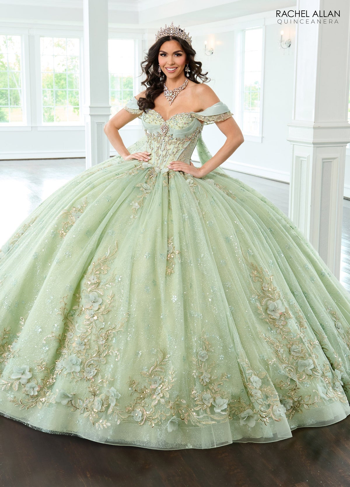 Rachel Allan RQ3146 Cape Sleeve Quinceanera Dress
