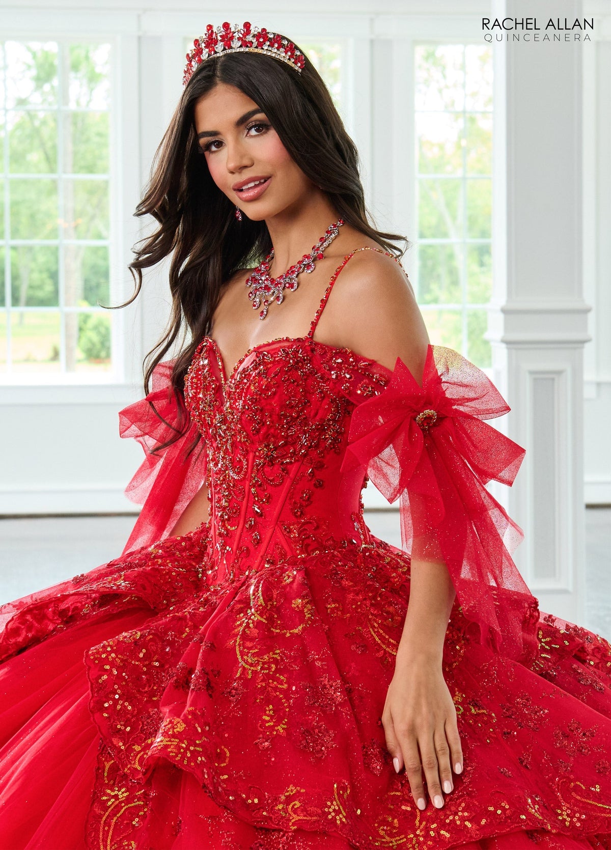 Rachel Allan RQ3147 Off Shoulder Bow Quinceanera Dress