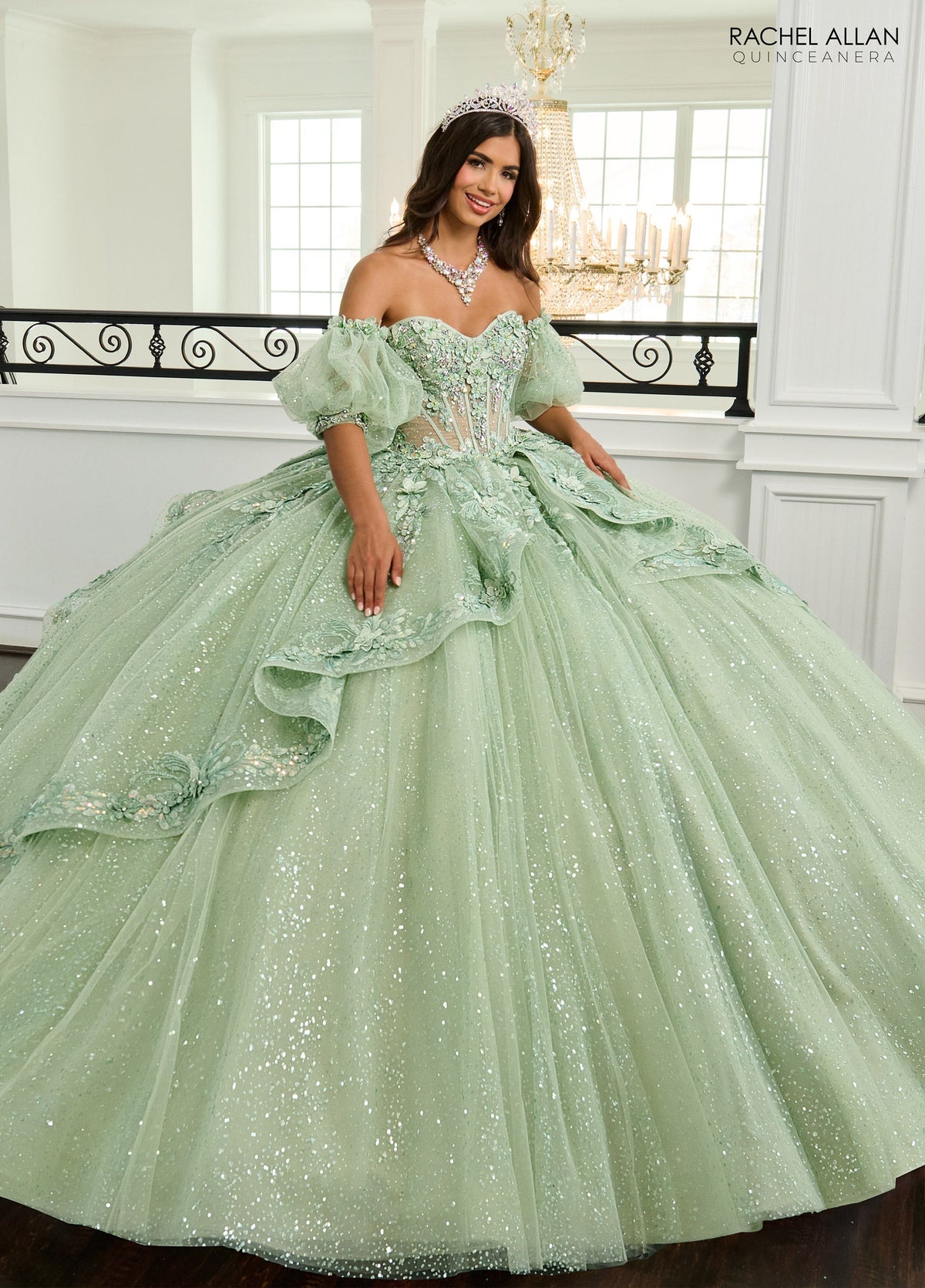 Rachel Allan RQ3153 Puff Sleeve Quinceanera Dress