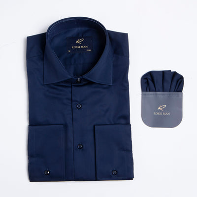 Rossi Man RS1 Slim Sateen Shirt Navy
