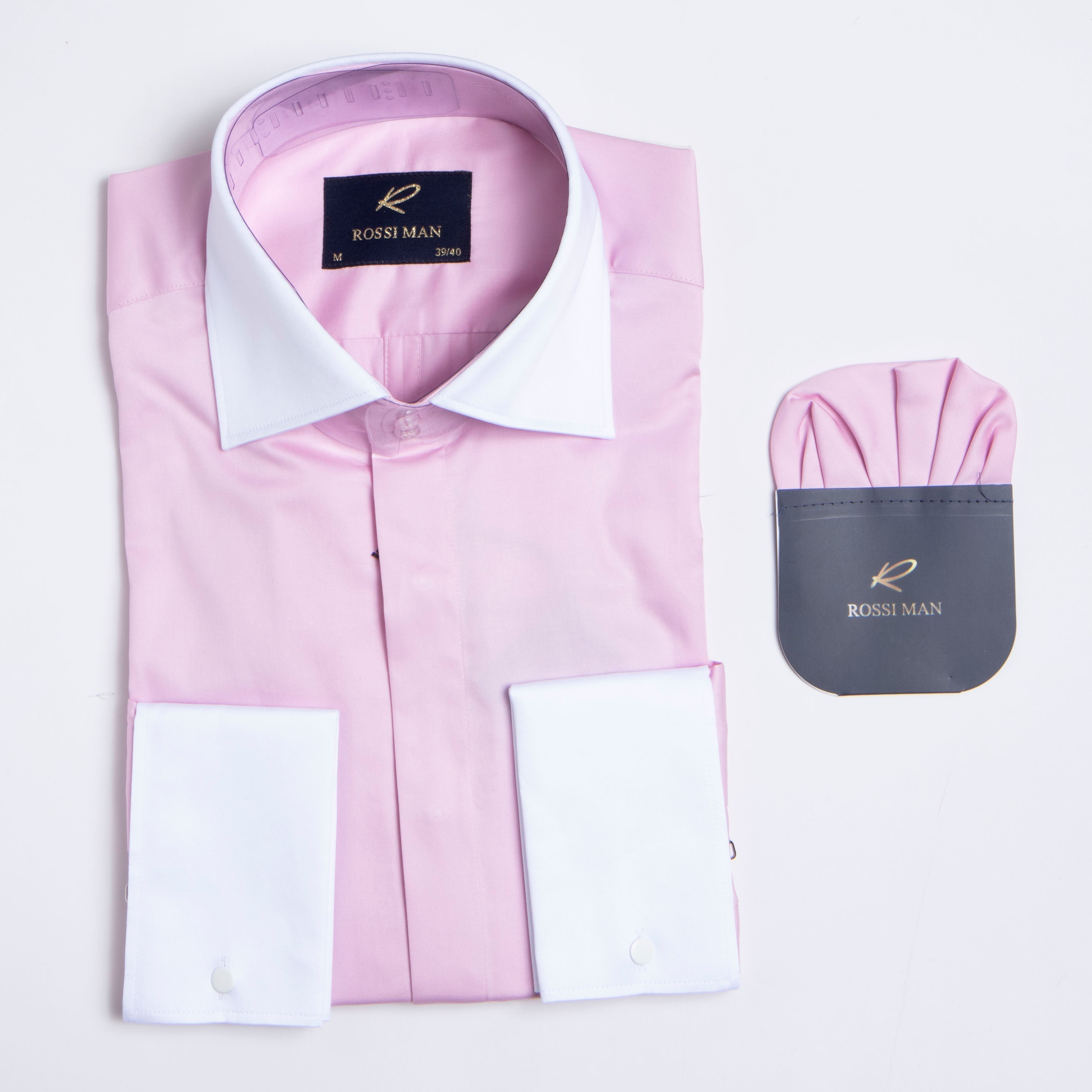 Rossi Man RS2-Pink Slim Sateen Cotton Shirt