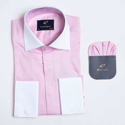 Rossi Man RS2-Pink Slim Sateen Cotton Shirt