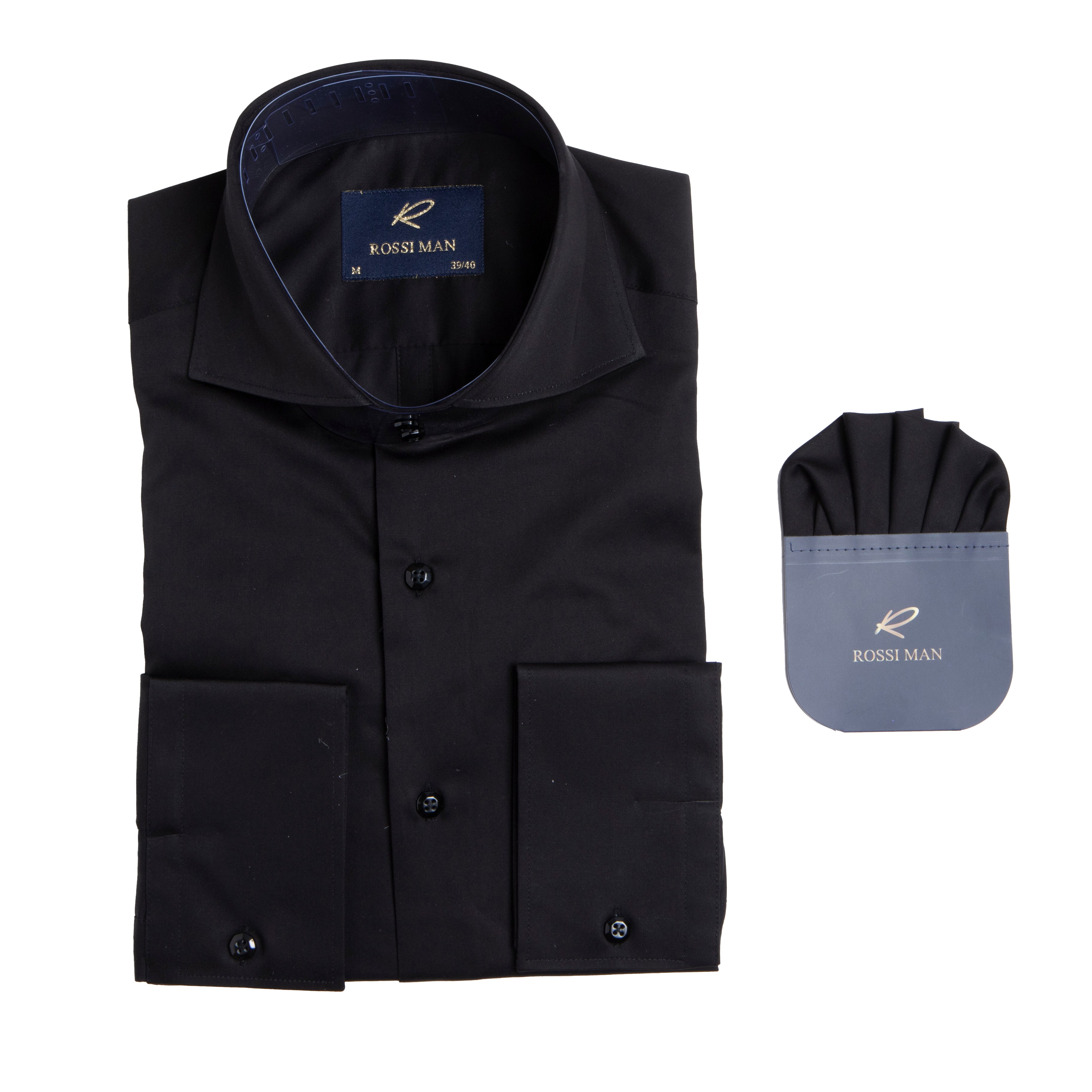 Rossi Man RS4 Black Slim Fit Dress Shirt