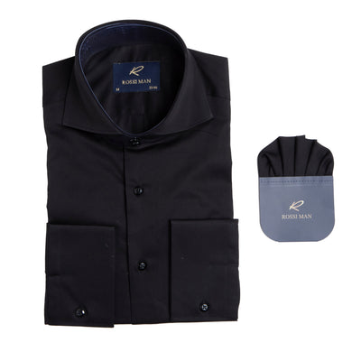 Rossi Man RS4 Black Slim Fit Dress Shirt
