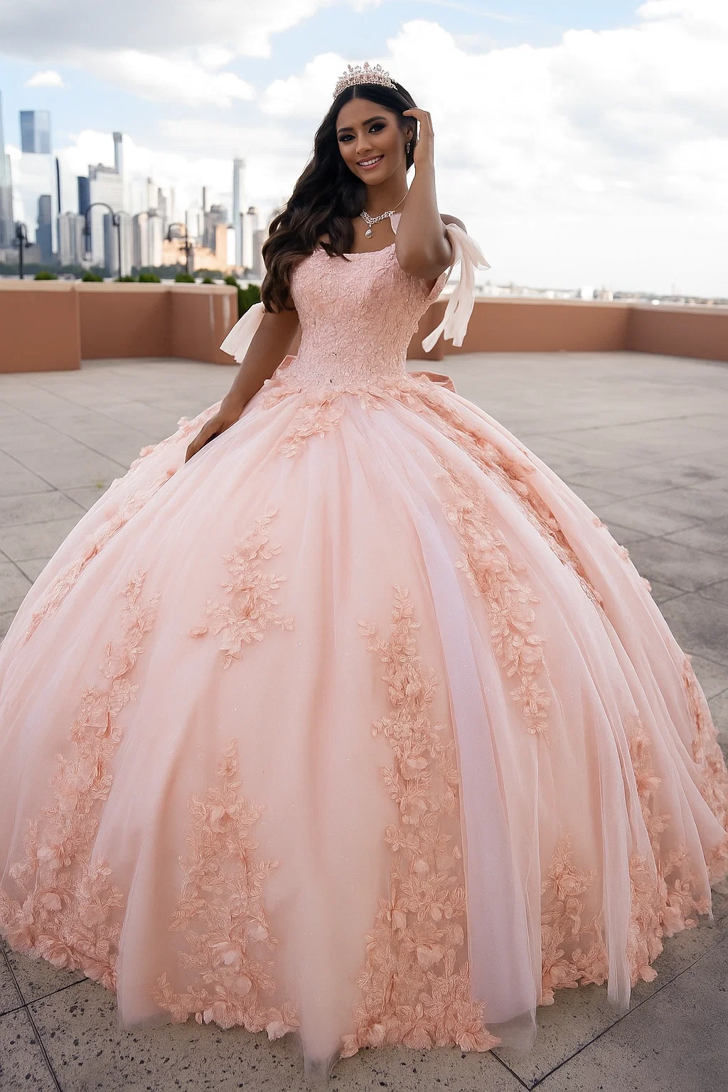 Rachel Allan RQ1132 Applique Sheer Corset Quinceanera Dress