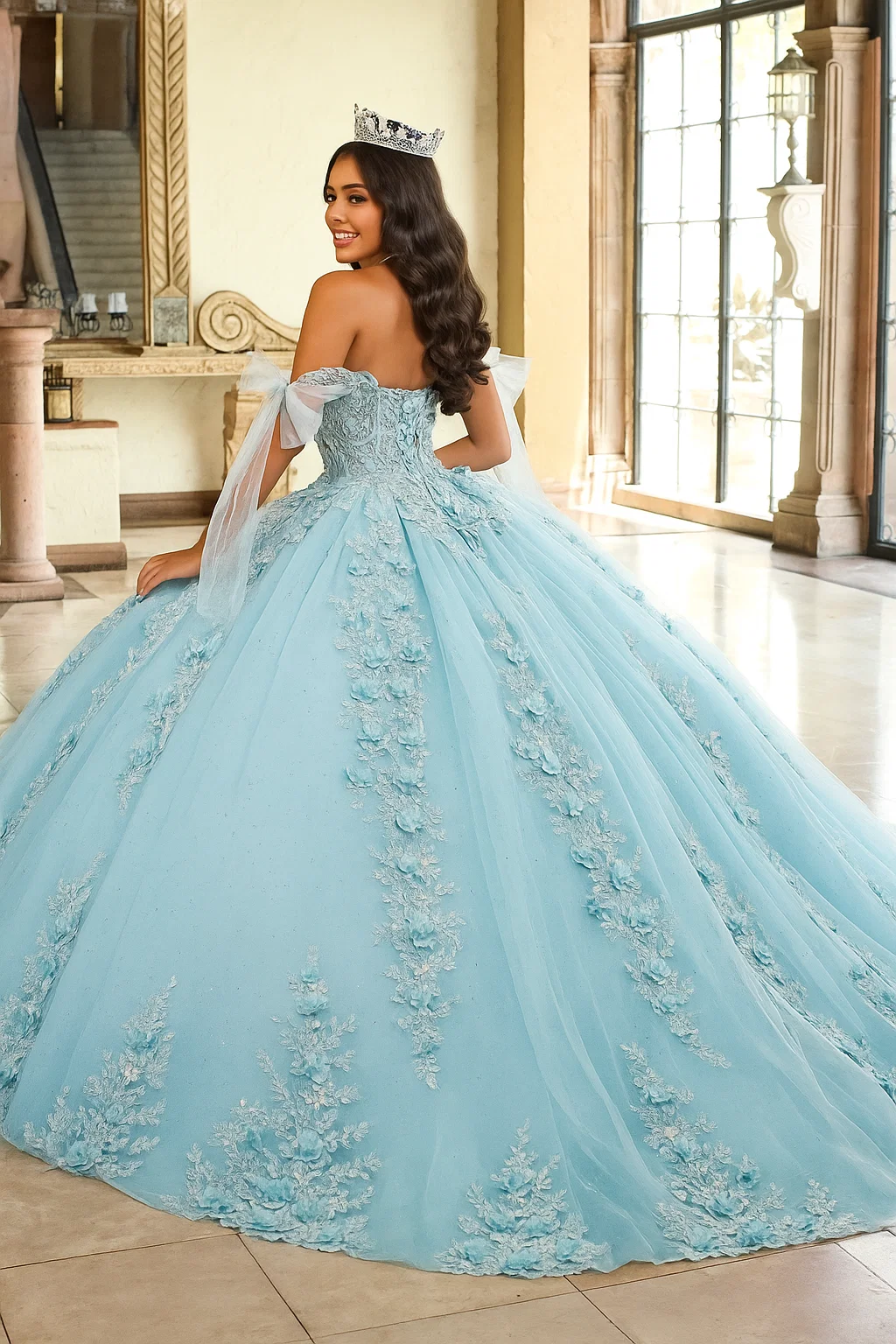 Rachel Allan RQ1132 Applique Sheer Corset Quinceanera Dress