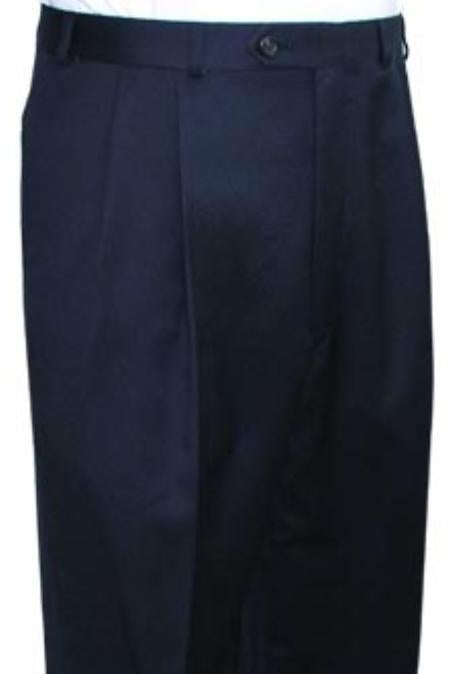 Super Quality Dress Slacks / Trousers Navy Pleated Pre-Cuffed Bottoms