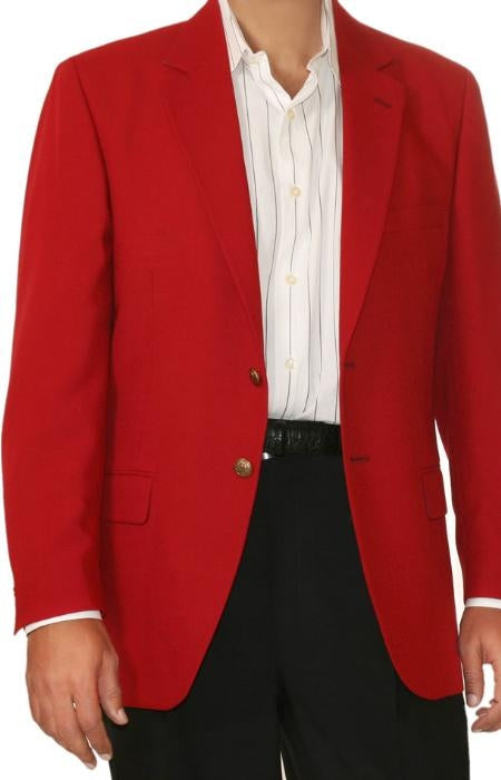 Red Two Button Cheap Priced Unique Dress Blazer Jacket For Men Sale Blend (Men + Women)