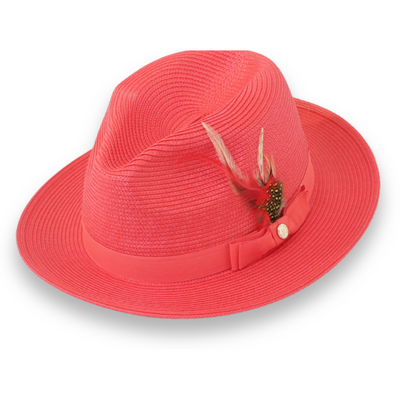Tapa Red Fedora β Menβs Crushable Straw Dress Hat