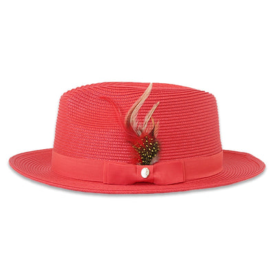 Tapa Red Fedora β Menβs Crushable Straw Dress Hat