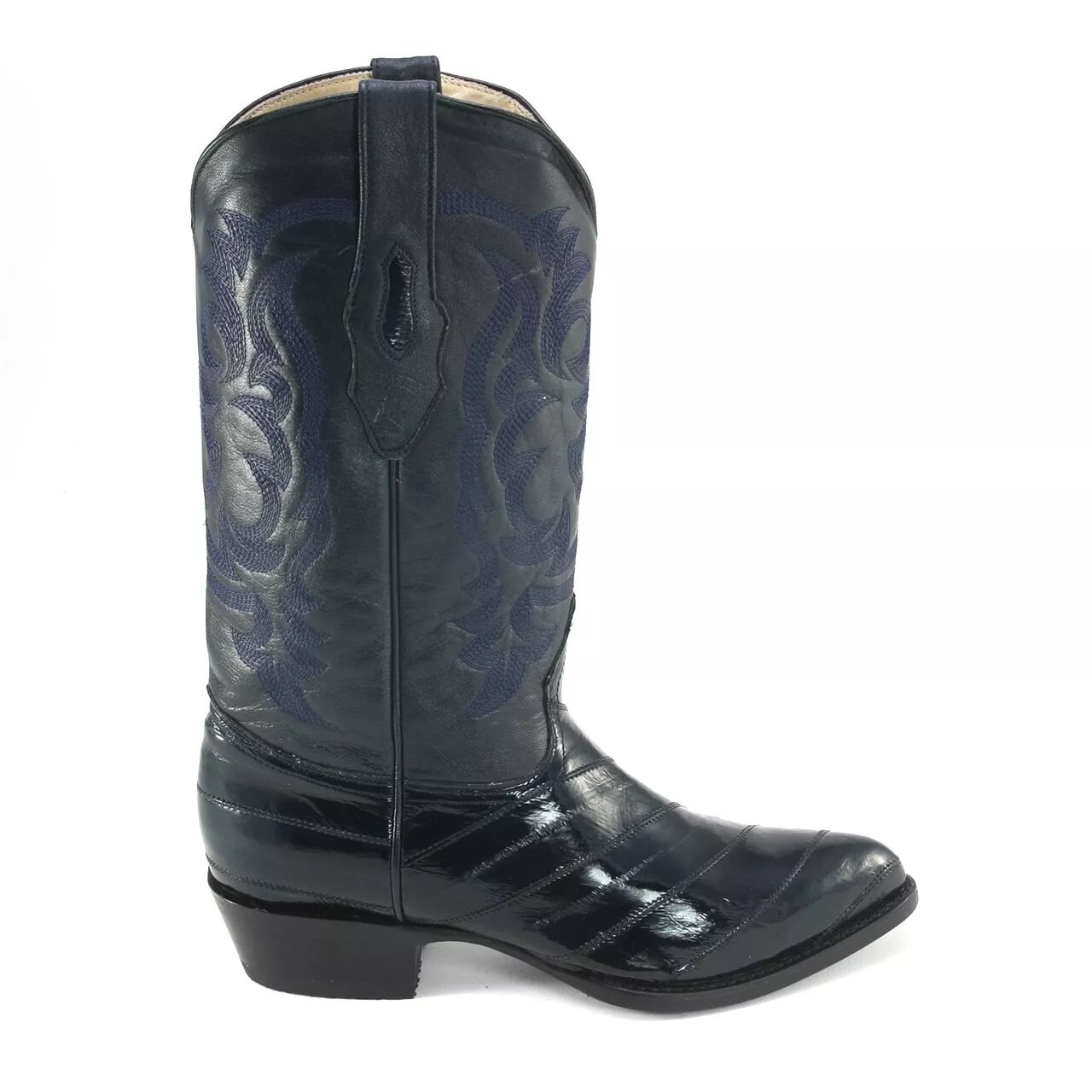 Los Altos Navy Eel Skin J-Toe Western Boots
