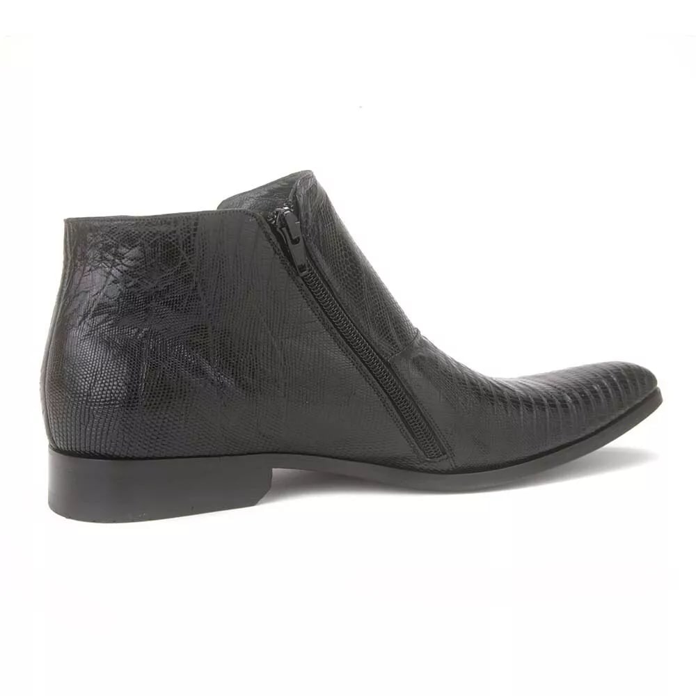Los Altos Black Lizard Ankle Boot