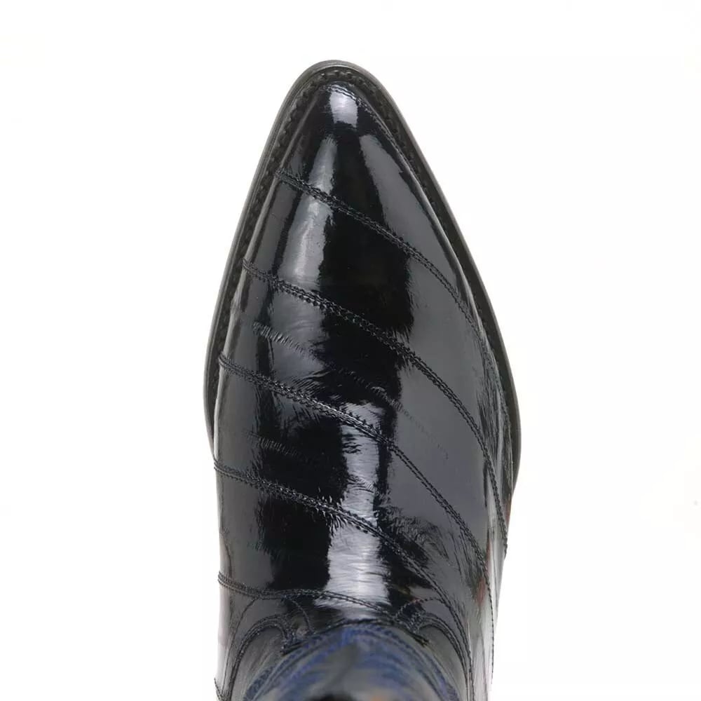 Los Altos Navy Eel Skin J-Toe Western Boots