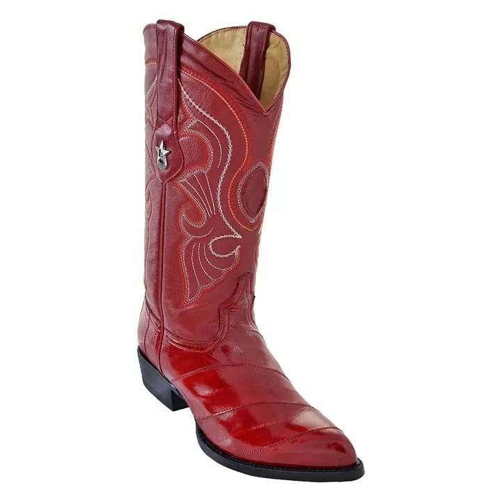 Los Altos Red J-Toe Genuine Eel Cowboy Boots
